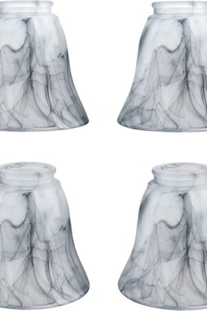 Aspen Creative 23166-4 Traditional Smokey Alabaster Bell Ceiling Fan Replacement Glass Shade, 2-1/8" Fitter, 4-3/4" Diameter x 4-1/2" Height 4 Pack