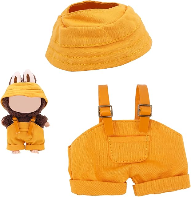 The 6.69 Inch Doll Clothes Set, Cute Doll Outfit Including Yellow Overalls & Hat Kawaii Dressing Accessories for Collectors Fashion Lovers