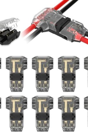 VISDOLLT Tap Wire Splitter Connectors 3 Way 2 Pin Low Voltage Wire Connectors for 16-20 AWG, 10Pcs Solderless No Wire Stripping Quick Wire Splice Connectors