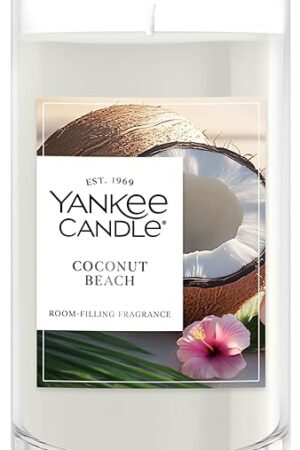 Yankee Candle Medium Pillar Scented Candle with up to 115 Hour Burn Time, Premium Plant Wax Blend for Consistent Burn, 14.25 oz Pillar Candle with Room Filling Fragrance, Coconut Beach
