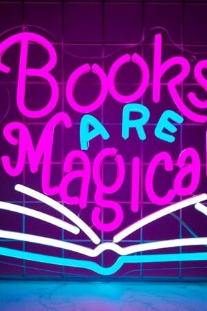 Books are Magical Neon Sign, Neon Signs for Wall Decor, Dimmable Led Signs for Bedroom, Light Up Signs for Classroom Reading Room Book Party Library Decoration Bookish Decor Gifts