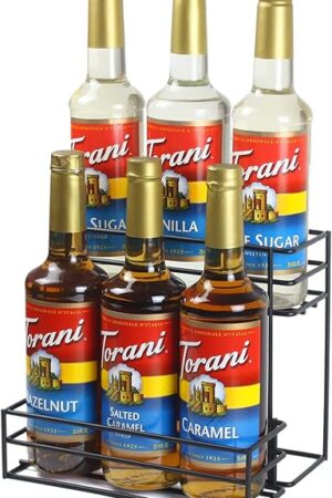 Coffee Syrup Organizer(6 Bottle Capacity),Coffee Syrup Rack for Coffee Bar,Kitchen.Small Wine Rack for Bar,Family,Storage for Syrup, Wine, Dressing