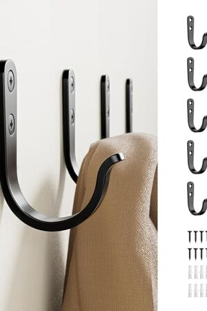 Black Metal Wall Hooks, 10 Pack