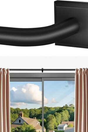 Black Curtain Rods for Windows 48-90Inch(4-7.5ft) Heavy Duty Wrap Around Blackout Curtain Rods,Adjustable Room Darkening Drapery Rod for Bedroom, Living Room, Sliding Door & Outdoor Patio