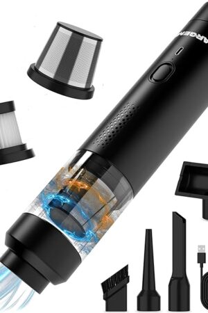 Car Vacuum Portable Cordless - Handheld Vacuum - 15000PA Powerful Suction - Air Duster- 2 in 1 Blow & Suction - 4 Attachments & Dual Filters - Cordless Vacuum Cleaner for Car, Home & Office