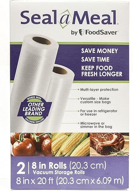 8" x 20' Vacuum Seal Rolls for Seal-a-Meal and FoodSaver, 2 Pack