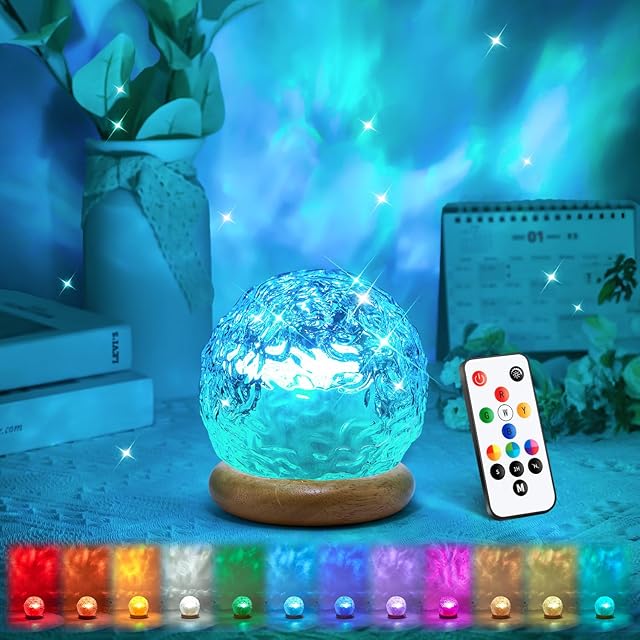 Mood Lighting Crystal Lamp 18 Color Changing Lamp Ocean Light Projector Northern Lights Projector