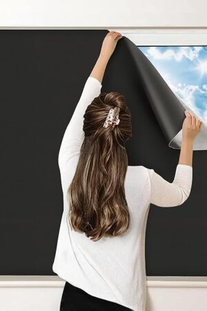 100% Blackout Curtains for Bedroom, Portable DIY Window Blinds, No Drill Window Shades & Blackout Blinds with Stickers & Tabs for Travel, Dorm Room, Media Room (118" x 57")