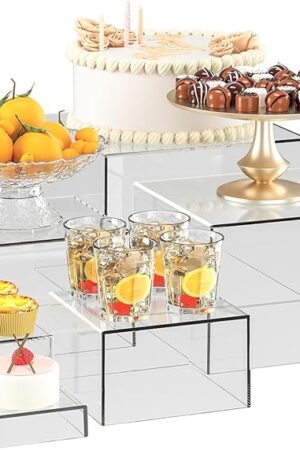 6 Pcs Clear Acrylic Boxes for Display as Buffet Risers and Stands, Food Risers for Party, Table, Stands, including 8", 7", 6", 5", 4", 3" (Small, 6Pcs, Clear)