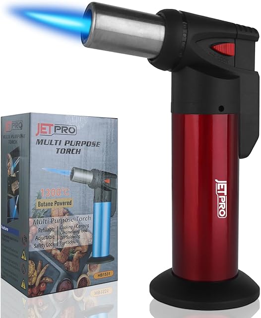 Butane Torch Lighter One-hand Operation Kitchen Cooking Torch for BBQ Baking Cream (Butane Gas NOT Pre-filled)