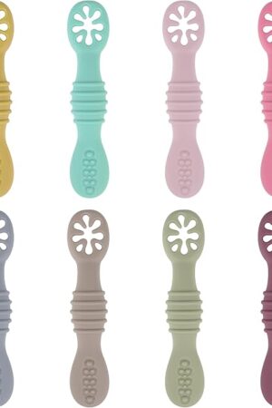 8 Pcs Baby Led Weaning Utensils, First Stage Silicone Baby Spoon, Multicolor Baby Spoons Self Feeding 6+ Months, Cucharas para Bebes for Solids and Purees
