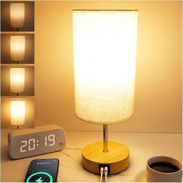 Bedside Table Lamp Yellow Color Base