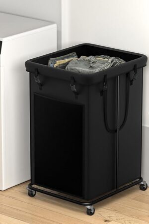 150L Large Laundry Hampers, Oxford Fabric Laundry Hampers Clothes Hampers, Metal Frame and Removable Bag Design with Wheels, Suitable for Bedroom, Bathroom, Dorm Room, Laundry Room (Black)