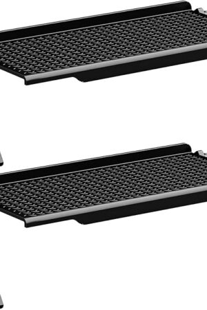 WALI TV Top Shelf 2 Pieces, 12 Inch Adjustable Monitor Top Shelf Holds Up to 13.2lb Computer Screen Storage Shelf Screen Shelf TV Shelves for Cable Box Media Box Router DVD, Black (TSP002-2B)