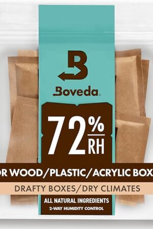 Boveda 72% Two-Way Humidity Control Packs For Wood Humidifier Boxes – Size 60 – 4 Pack – Moisture Absorbers – Humidifier Packs – Hydration Packets in Resealable Bag