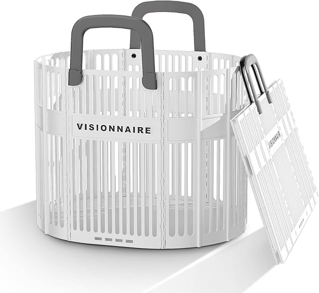 Collapsible Plastic Laundry Baskets with Handles, Large Foldable Laundry Hamper, Easy Carry Dirty Clothes Bin Baskets, Space Saving Clothes Hampers for Laundry, Bedroom, Dorm, RV