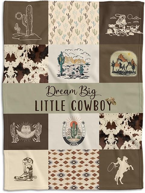 Western Blanket, Western Decor for Nursery Room, Baby Blankets for Boys Girls, Cowboy Baby Blankets, Western Baby Stuff, Soft Warm Lightweight Nursery Bed Blanket for Newborn Toddlers (03, 30x40 in)