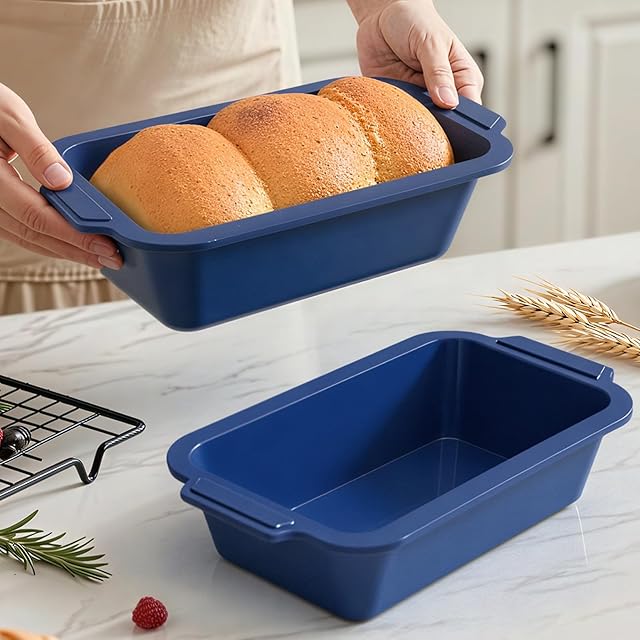 Bread Pan for Homemade Bread:9.5 x 5 Inch Silicone Loaf Pan for Baking with Metal Frame - Nonstick Banana Loaf Tin Tray for Sandwich Sourdough Pumpkin Sour Dough - for Oven Kitchen Home Bakers