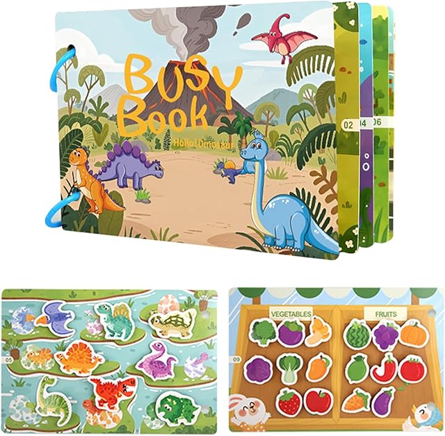 The Toddler Busy Book, Montessori Educational Toy for 3+ Years Old, Reusable Preschool Learning Activity Binder, Fine Motor Skills Development,Educational Toy for 3-6 Year Old Boys & Girls