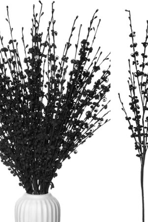 5pcs 29.5" Faux Jasmine Artificial Flowers Tall Black Floral Branches for Home Wedding Vase Filler Party DIY Decoration Halloween Flowers
