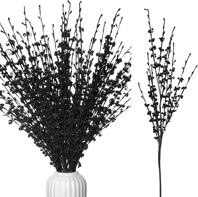 5pcs 29.5" Faux Jasmine Artificial Flowers Tall Black Floral Branches for Home Wedding Vase Filler Party DIY Decoration Halloween Flowers