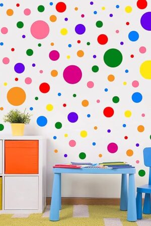 1240Pcs Polka Dot Wall Decals Colorful Boho Wall Decal Peel and Stick Kids Wall Decals Removable Round Circle Rainbow Wall Stickers for Girls Baby Playroom Nursery Classroom Bedroom Living Room Decor