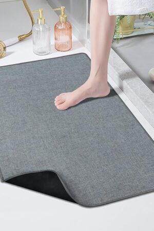 Yancrop Bath Mat Bath Rugs Door Mat Rubber Backing Fabric Surface for Bathroom Bedroom Grey 17"x30"