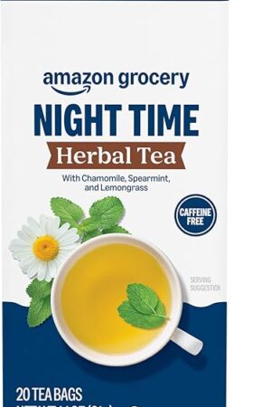 Amazon Grocery, Night Time Herbal Tea, Caffeine Free, 1.1 Oz, 20 Ct (Previously Happy Belly, Packaging May Vary)