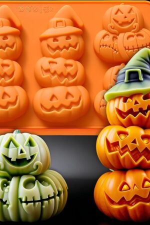 2Pcs Pumpkin Silicone Mold 3D Pumpkin Cake Molds Halloween Theme Molds Pumpkins Baking Cupcake Pan Hot Chocolate Bomb Mold for Halloween Thanksgiving Fall Baking Muffin Wax Melts Soap Candle Making