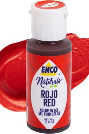 ENCO Naturals Food Coloring Gel Red 1.41 oz - No artifitial dyes - Vibrant colors for Icing, Buttercream, Fondant