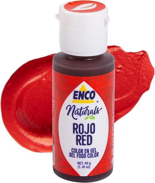 ENCO Naturals Food Coloring Gel Red 1.41 oz - No artifitial dyes - Vibrant colors for Icing, Buttercream, Fondant