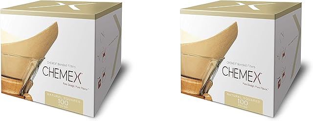 Chemex Bonded Pre-folded Unbleached Square Coffee Filters, Set of 200