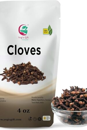 Cloves Whole 4 Oz | Fresh and Flavorful Hot Spice for Tea, Chai, Savory, Desserts and More | Whole Cloves for Oral Health | by Yogi’s Gift®