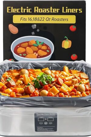 Electric Roaster Liners 34 x 18 Inch, 10 Count Disposable Roasting Oven Liners for 16, 18, 22 Quart Roasters, Plastic Cooking Bags for Immediate Cleanup