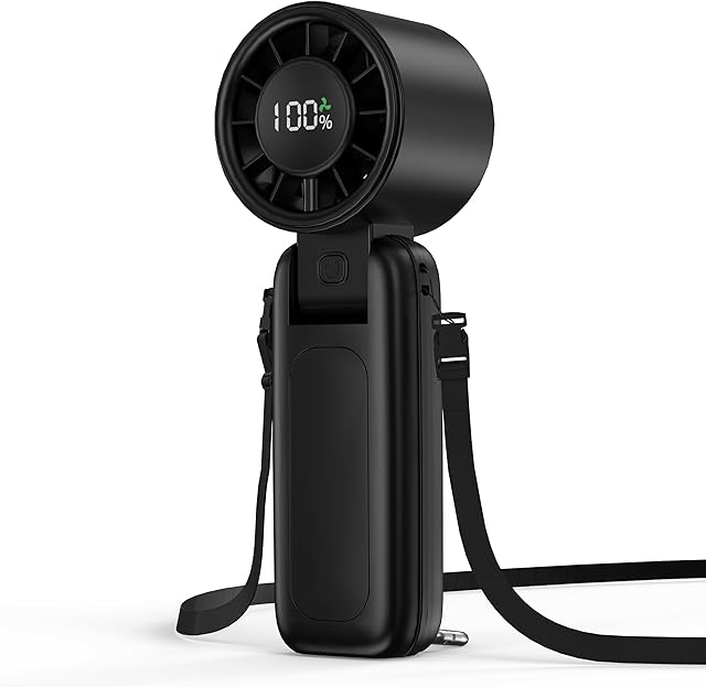 4 in 1 Portable Handheld Turbo Fan, 9000RPM High-Speed Mini, 180° Foldable, 1-100 Speeds, Up to 15H Use, 5000mAh Battery, Powerful Personal Cooling, Hand Held Fan for Travel, Indoor & Outdoor
