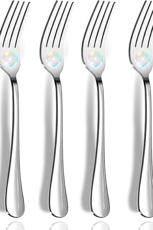 Dinner Forks, Set of 6 Top Food Grade Stainless Steel Silverware Forks, Flatware Set,8 Inches, Mirror Finish & Dishwasher Safe, New Apartment Essentials Cutlery Set