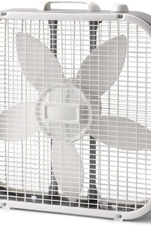 20" Weather Resistant Box Fan, with 3-Speeds, 22" H (Color : White)