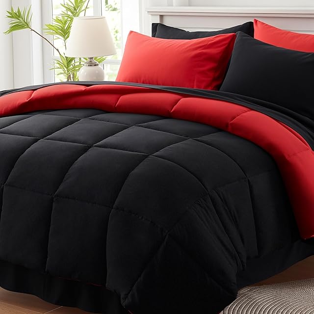 Anluoer Queen Comforter Set Reversible Lightweight Bed in a Bag Bedding Set