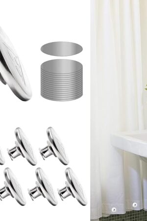 8 Pcs Shower Curtain Weights Magnetic with Back Tack, Keep Curtain Liners Closed&Tight to Side Walls, Windproof Stop Protect Splash Clips Heavy Strong Magnets Add Weight with 16 Patch, for All Tubs