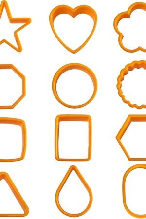 XIPEGPA 12PCS Color Plastic Cookie Cutters Heart Star Triangle for Vegetable Fruit Cutters