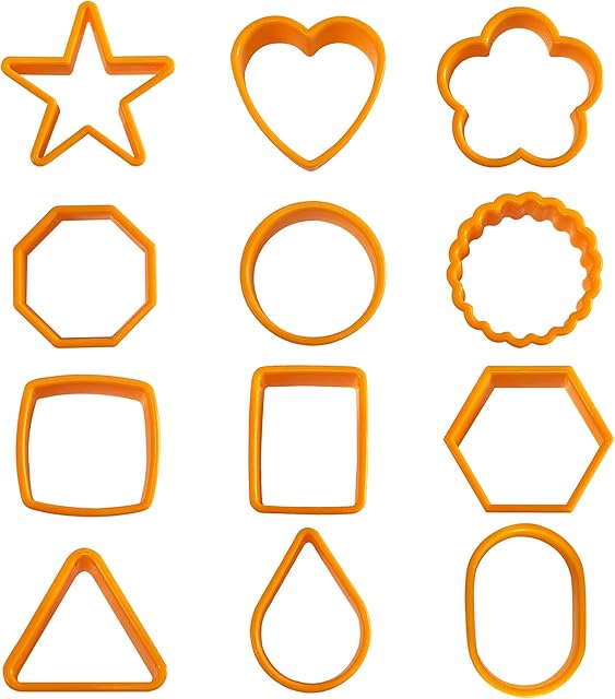 XIPEGPA 12PCS Color Plastic Cookie Cutters Heart Star Triangle for Vegetable Fruit Cutters