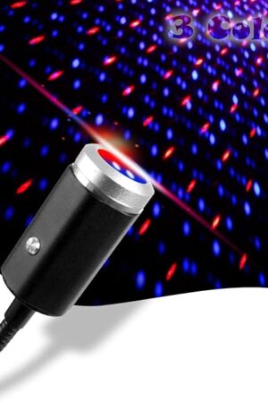 Aevdor USB Star Night Light, 3 Colors 7 Lighting Modes, Car Roof Ceiling Lights, Portable Adjustable Romantic Star Light Decor for Bedroom Party Car Interior Ceiling, Plug and Play (Blue&Red)