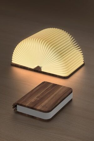 4.7 Inch Wooden Book Lamp, Book Lovers Gifts,Teacher Appreciation Gifts for Women, Folding Book Light, LED Ambient Lighting, Magnetic Mood Lighting for Home&Library Decor (Walnut)
