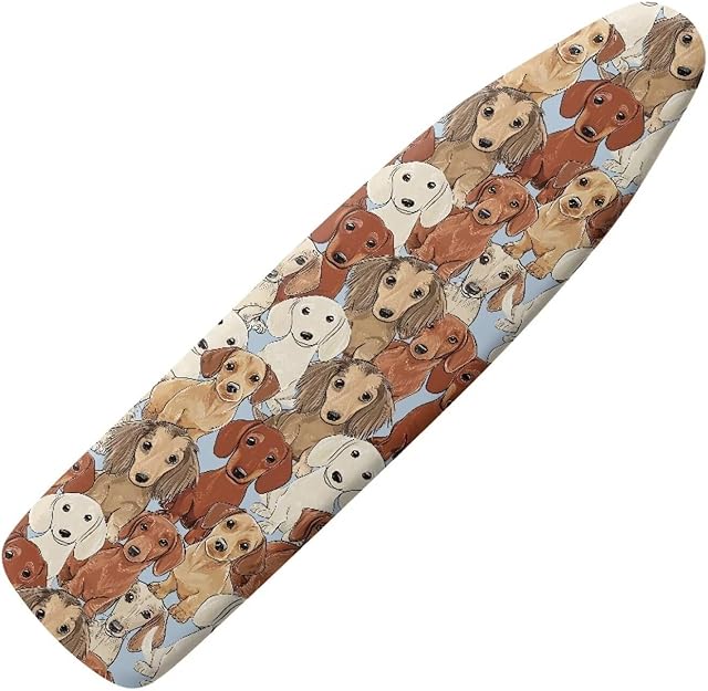 Dachshund Dog Print Ironing Board Cover Heatproof Ironing Board Protective Covers 15 x 54 Inches with 3 Fasteners Scorch Resistant Home Decor Replacement Accessories