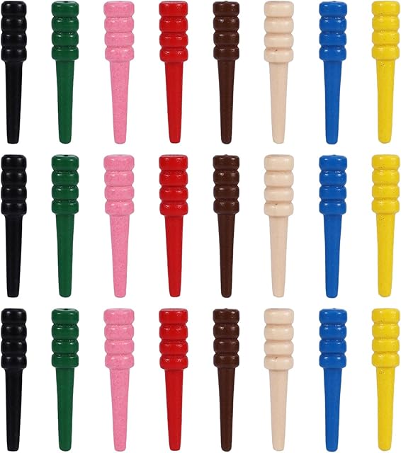 The 24pcs Cribbage Pegs, Wooden Cribbage Board Pegs Fit 1/8 Inch Holes Replacement Tapered Game Pins Portable Accessories for Traditional Cribbage Board Game (8 Colors)