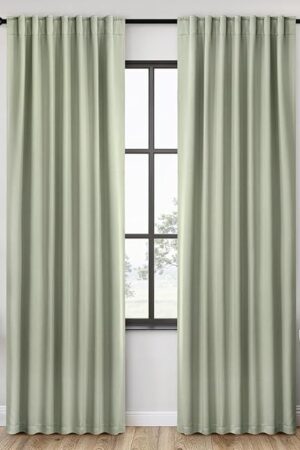 ANRODUO Sage Green Blackout Curtains 84 Inches Long Thermal Insulated Window Treatment Panels Back Tab Rod Pocket Room Darkening Green Drapes for Bedroom Living Room
