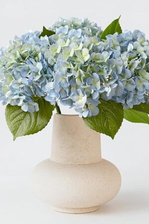 20" 4PCS Artificial Light Blue Hydrangea Flowers Large Faux Latex Real Touch Fake Hydrangeas Silk Bouquet with Leaves Stems for Family Table Office Wedding Party Arrangements