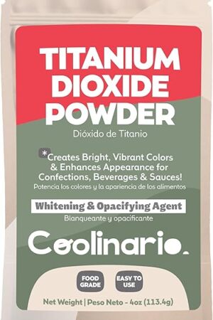 Coolinario Titanium Dioxide Powder (4 Oz) Food Grade Whitening & Opacifying Agent for Confections, Beverages & Sauces | Creates Bright, Vibrant Colors & Enhances Appearance