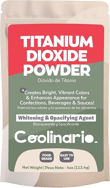Coolinario Titanium Dioxide Powder (4 Oz) Food Grade Whitening & Opacifying Agent for Confections, Beverages & Sauces | Creates Bright, Vibrant Colors & Enhances Appearance