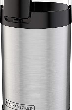 BLACK+DECKER One Touch Coffee Grinder, 2/3 Cup Coffee Bean Capacity, Spice Grinder, One Touch Push-Button Control -150 Watts -Stainless Steel Blades